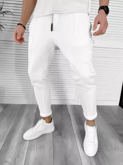 Pantaloni de trening albi conici K192